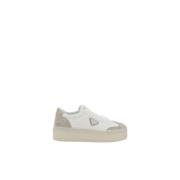 Hvide Læder Platform Kile Sneakers