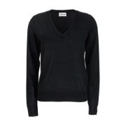 Sort V-hals Uld Silke Sweater