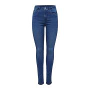 Blå High Waist Skinny Jeans