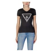 Rhinestone Logo V-Neck T-shirt