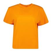 Orange Bomuld T-shirt med Rynket Ryg