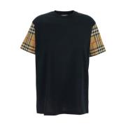 Sort T-shirt med Vintage Check Motif