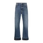 Blå Whiskered Cropped Jeans