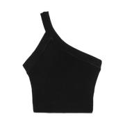 Sort Asymmetrisk One-Shoulder Top