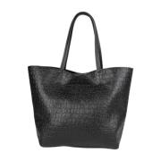 Struktureret Shopper Taske med Monogram Print