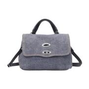 Denim Studded Flap Taske med Unik Kode