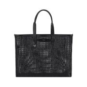 Perforeret Mesh Tote Taske med Monogram