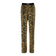 Leopard Print Silk Stretch Bukser