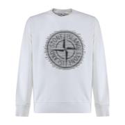 Hvid Bomulds Sweatshirt med Front Print