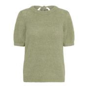 Feminin Bow Pullover Sweater Grøn Melange