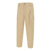 Beige Cropped Twill Bukser