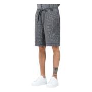 Bandana Motif Casual Grå Shorts