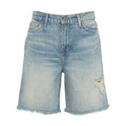 Blå Denim Fringed Bermudas