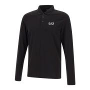 Sort Polo Shirt med Logo Print