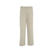 Beige Wide Leg Bomuld Bukser