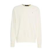 Beige Sweatshirt med Broderet Logo