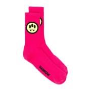 Fluo Pink Smiley Face Sokker