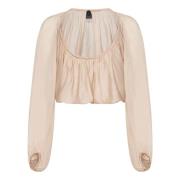 Beige Langærmet Shrug Georgette Topwear