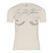 Beige Tattoo Poem Print T-Shirt