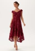 Goddiva Embroidered Lace Dress Wine-red M (UK10)