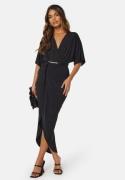 John Zack Kimono Sleeve Rouch Dress Black L (UK14)