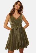 Goddiva Lurex Skater Dress Gold L (UK14)