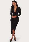 John Zack Long Sleeve Rouch Dress Black L (UK14)