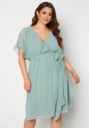 Goddiva Curve Flutter Sleeve Chiffon Midi Dress Dusty green 48 (UK20)