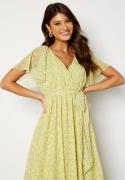 Goddiva Ditsy Flutter Sleeve Maxi Dress Soft Lemon XS (UK8)