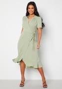 John Zack Short Sleeve Wrap Dress Sage Green S (UK10)