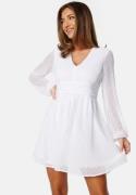 Bubbleroom Occasion Dotted Tie Back L/S Chiffon Dress White 48