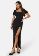 John Zack Puff Sleeve Maxi Dress With Split Black XS (UK8)