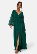 Goddiva Long Sleeve Chiffon Dress Dark green XXS (UK6)