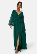 Goddiva Long Sleeve Chiffon Dress Dark green M (UK12)