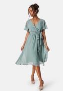 Goddiva Flutter Chiffon Midi Dress Sage Green XXL (UK18)