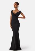 Goddiva Bardot Pleat Maxi Dress Black XL (UK16)