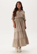 Happy Holly Frill Neck Tiered Maxi Dress Nougat 40/42