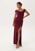 Bubbleroom Occasion Twist Off Shoulder Gown Wine-red 2XL