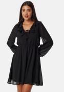 BUBBLEROOM V-neck Short Frill Dress Black L