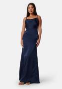 Bubbleroom Occasion Waterfall Satin Gown Dark blue 44