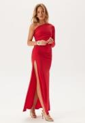 John Zack Long Sleeve One Shoulder Maxi Dress Red L (UK14)