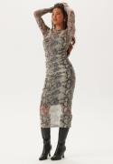 BUBBLEROOM Mesh Midi Dress Snake print XS