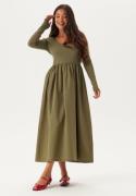 BUBBLEROOM L/S Midi Dress Olive green S