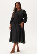 Happy Holly Balloon Sleeve Structured Midi Dress Black 40/42