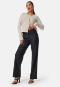 BUBBLEROOM High Waist Straight Leg Coated Jeans Black 46