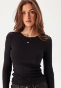 TOMMY JEANS Tjw Slim Pointelle Rib Tee Ls BDS Black M