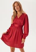 BUBBLEROOM Wrap L/S Structured Dress Red XL