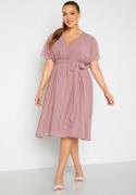 Goddiva Curve Flutter Sleeve Chiffon Midi Dress Purple 46 (UK18)