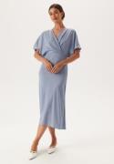 Bubbleroom Occasion Wrap Satin Midi Dress Light blue 40