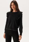 ONLY Onlama Life Ls O-neck Ruffle  Black Detail:birch XL